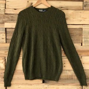POLO by Ralph Lauren silk cable long sleeve crewneck sweater, size S
